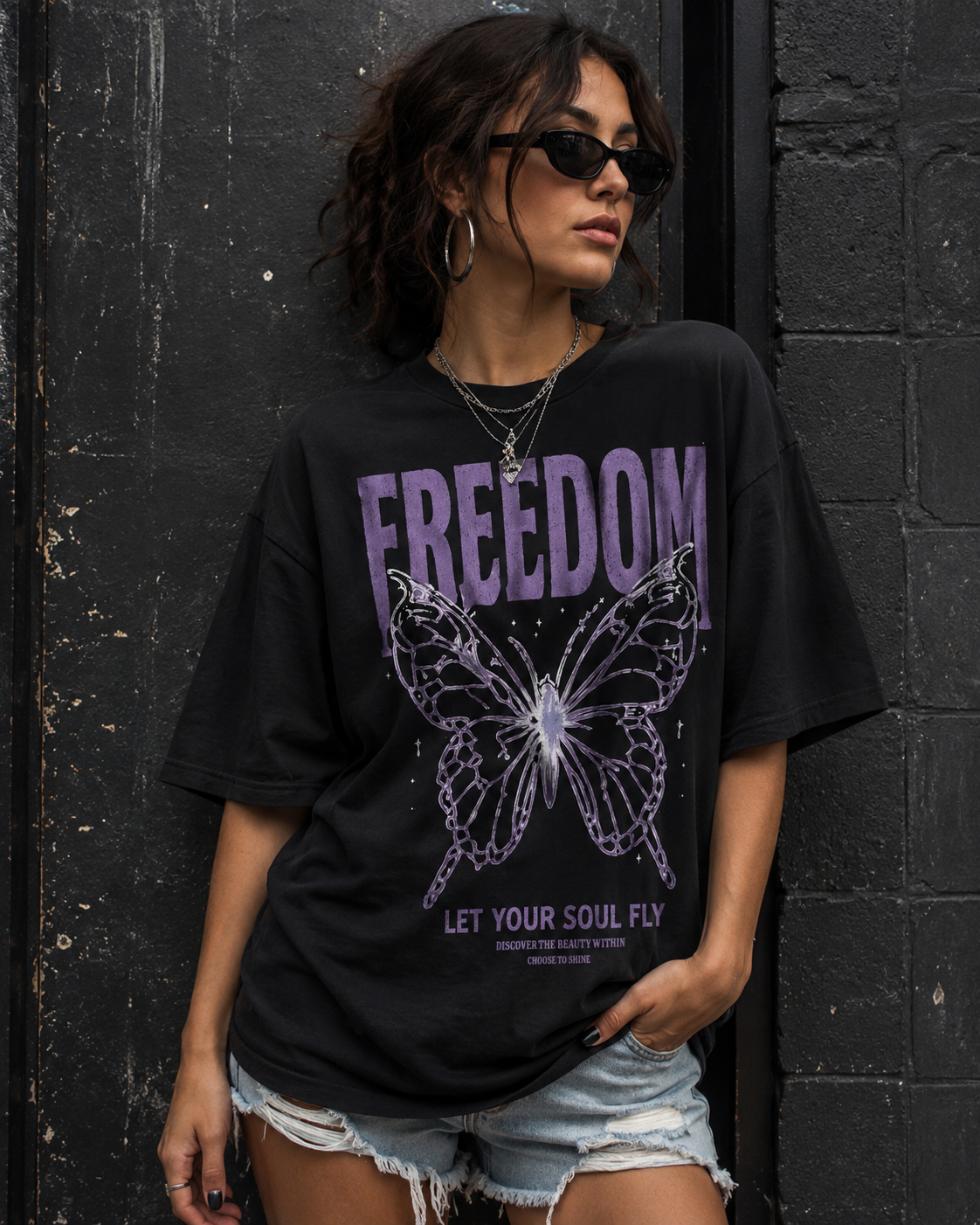 Freedom Butterfly Oversized Tee