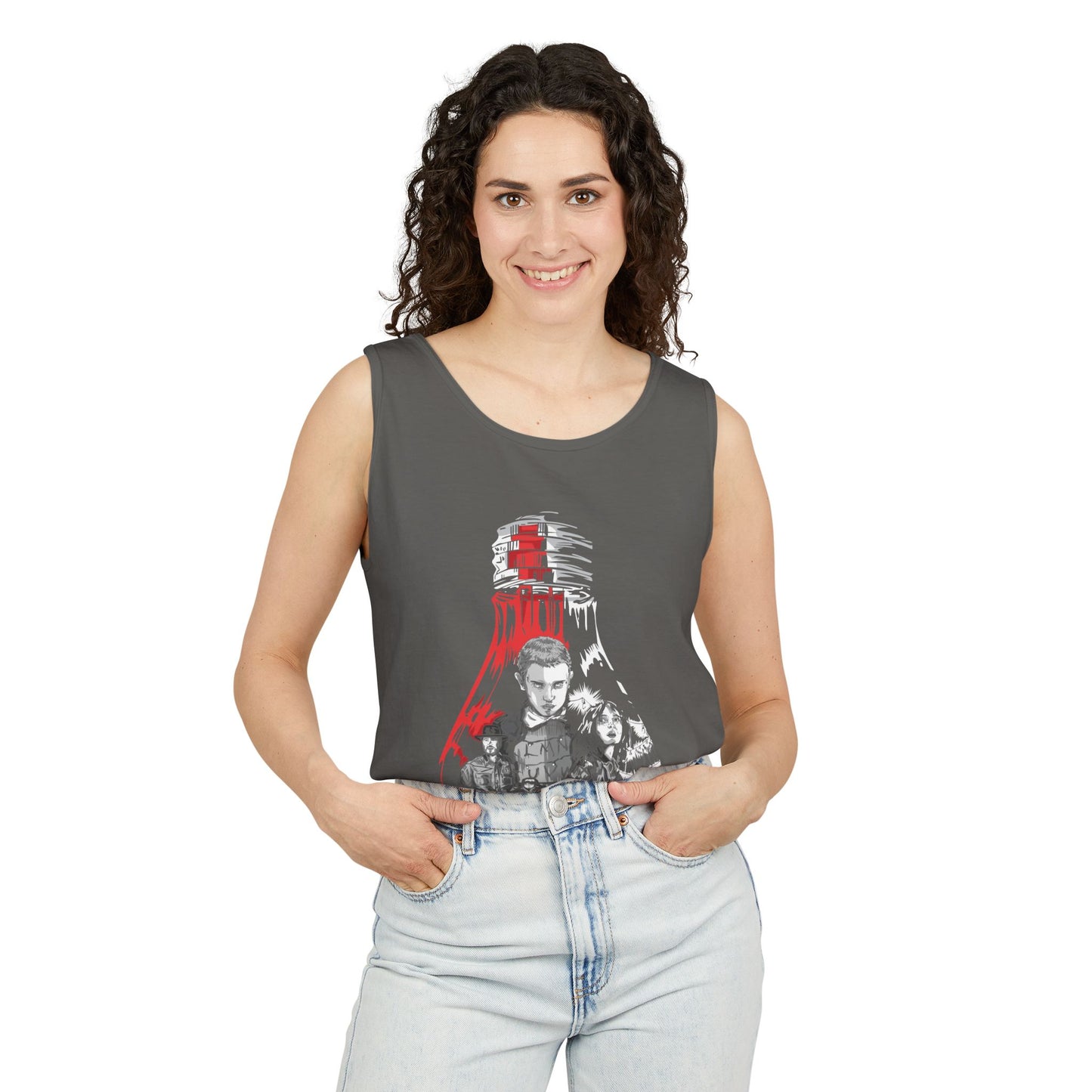 Guitar Lighthouse Graphic Tank Top — Vintage Coastal Music Art