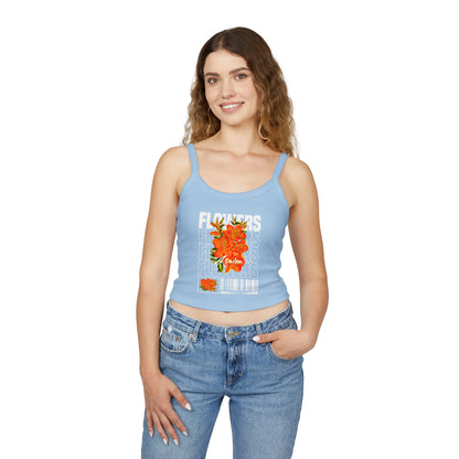 Orange Floral Graphic Crop Top