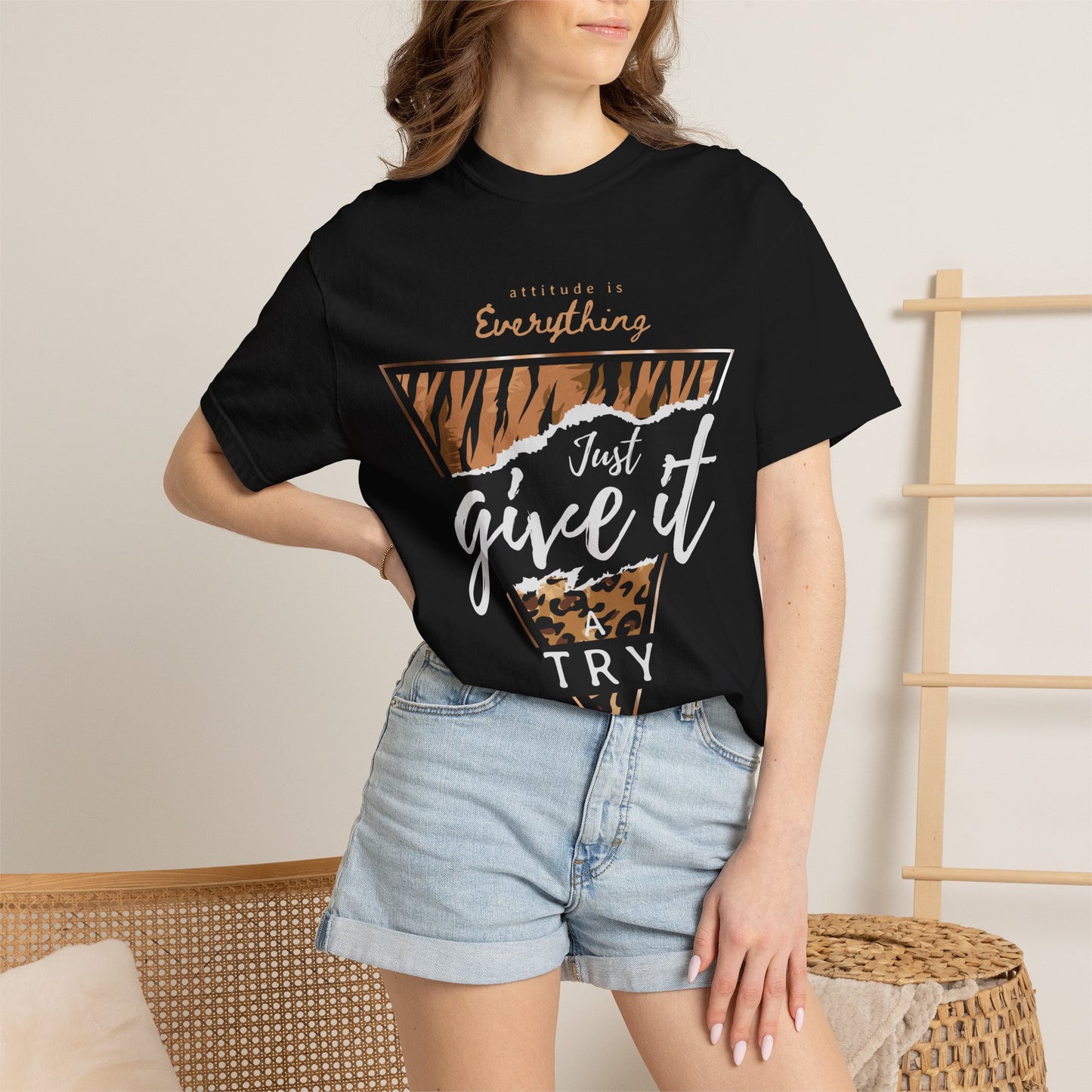 Give It a Try Tee — Motivational Animal Print Graphic T-Shirt