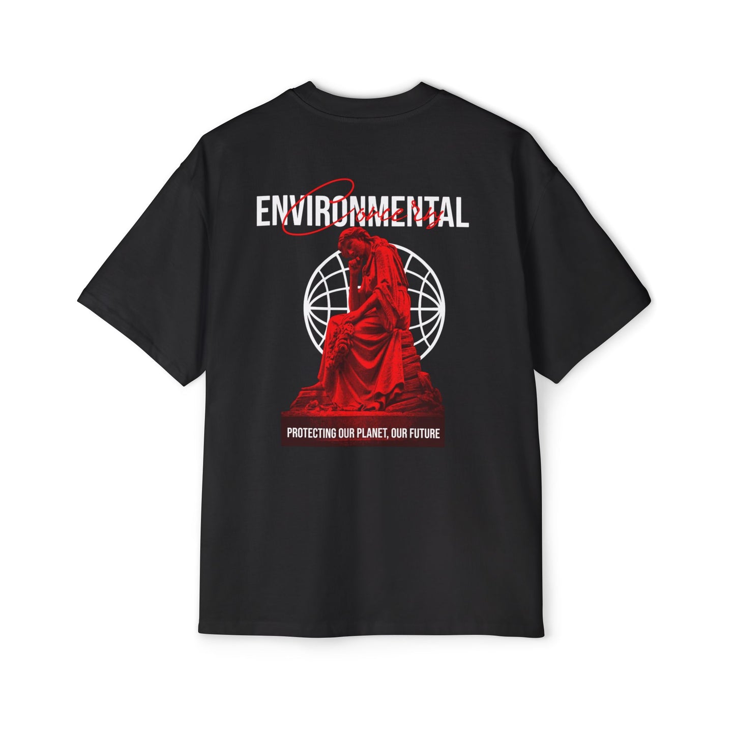 Red Statue Globe Graphic Tee