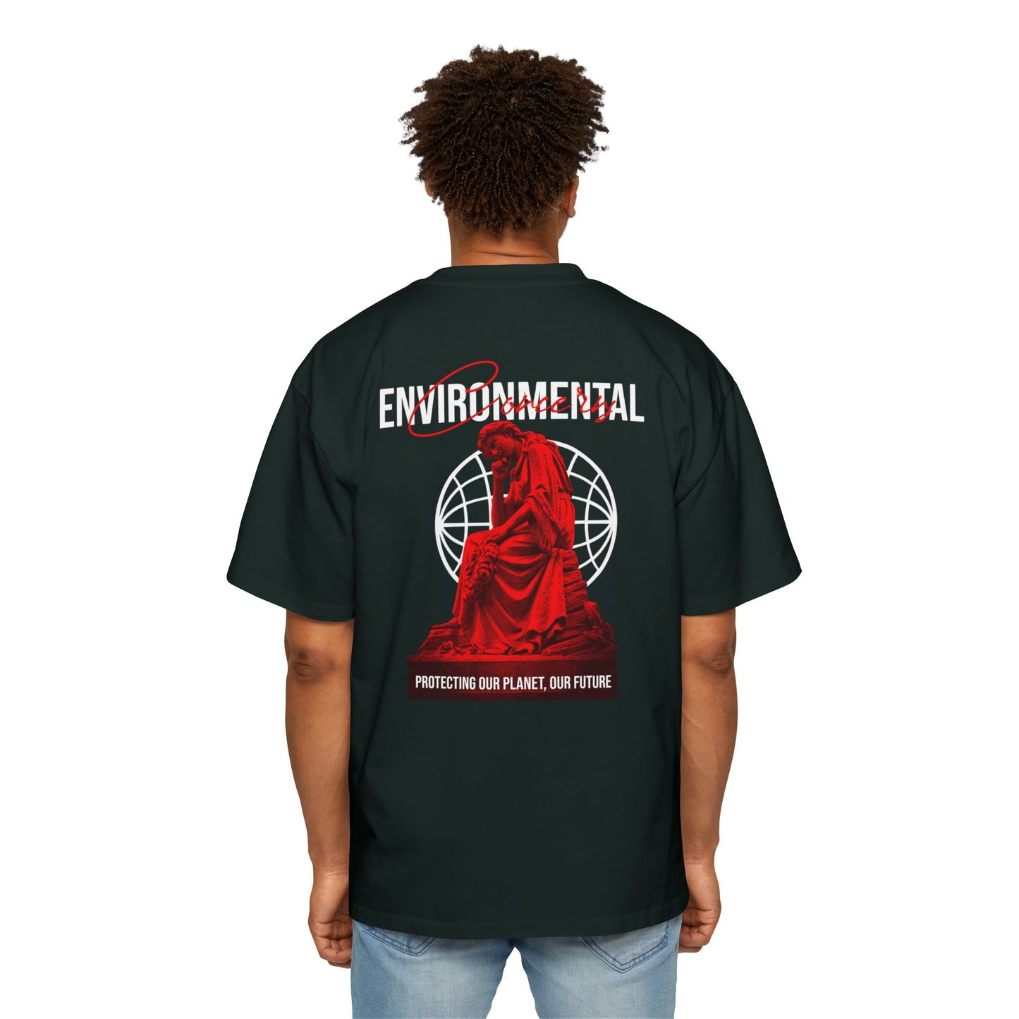 Red Statue Globe Graphic Tee