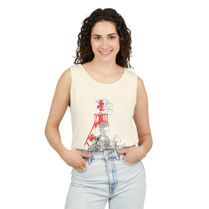 Guitar Lighthouse Graphic Tank Top — Vintage Coastal Music Art