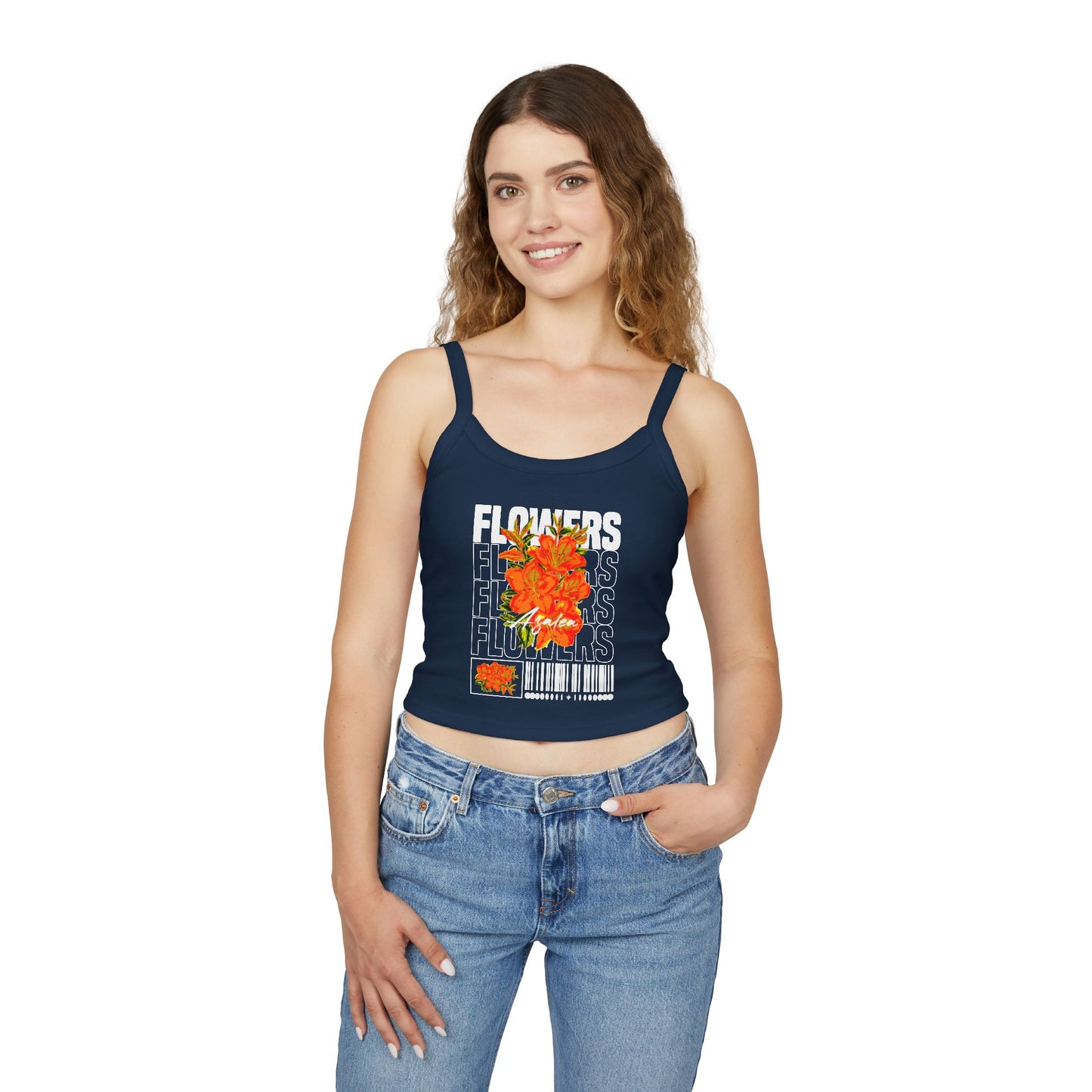 Orange Floral Graphic Crop Top
